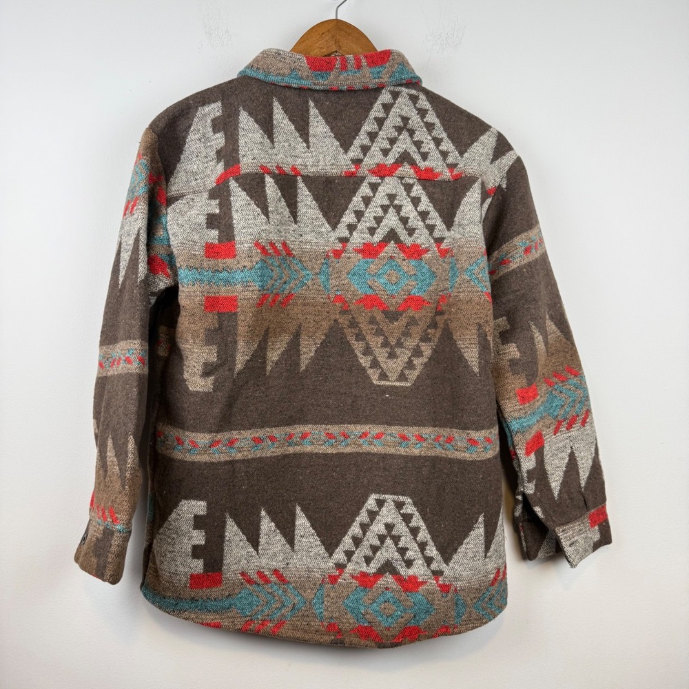 Yifuqin Mens Southwestern Shacket Medium Geometric Aztec Cowboy Cabin Earth Tone - Picture 3 of 10